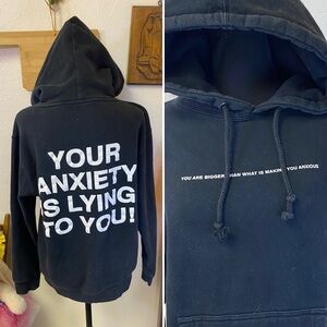 Inside We’re All The Same Your Anxiety Is Lying To You! Black Hoodie Size SMALL